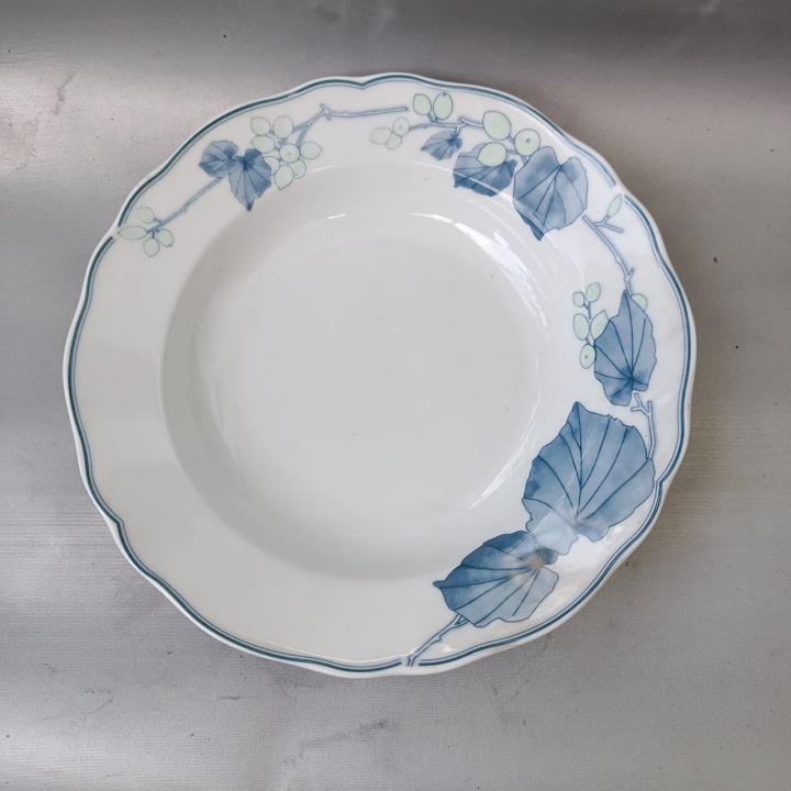 Đĩa sứ sâu 21CM Hoa Nho Xanh Hàng Cao Cấp