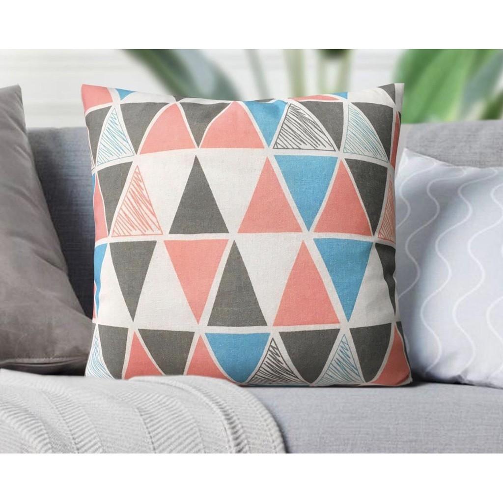 Vỏ Gối tựa lưng, sofa, trang trí Vải Bố Họa Tiết 2 Mặt Mã SBK012