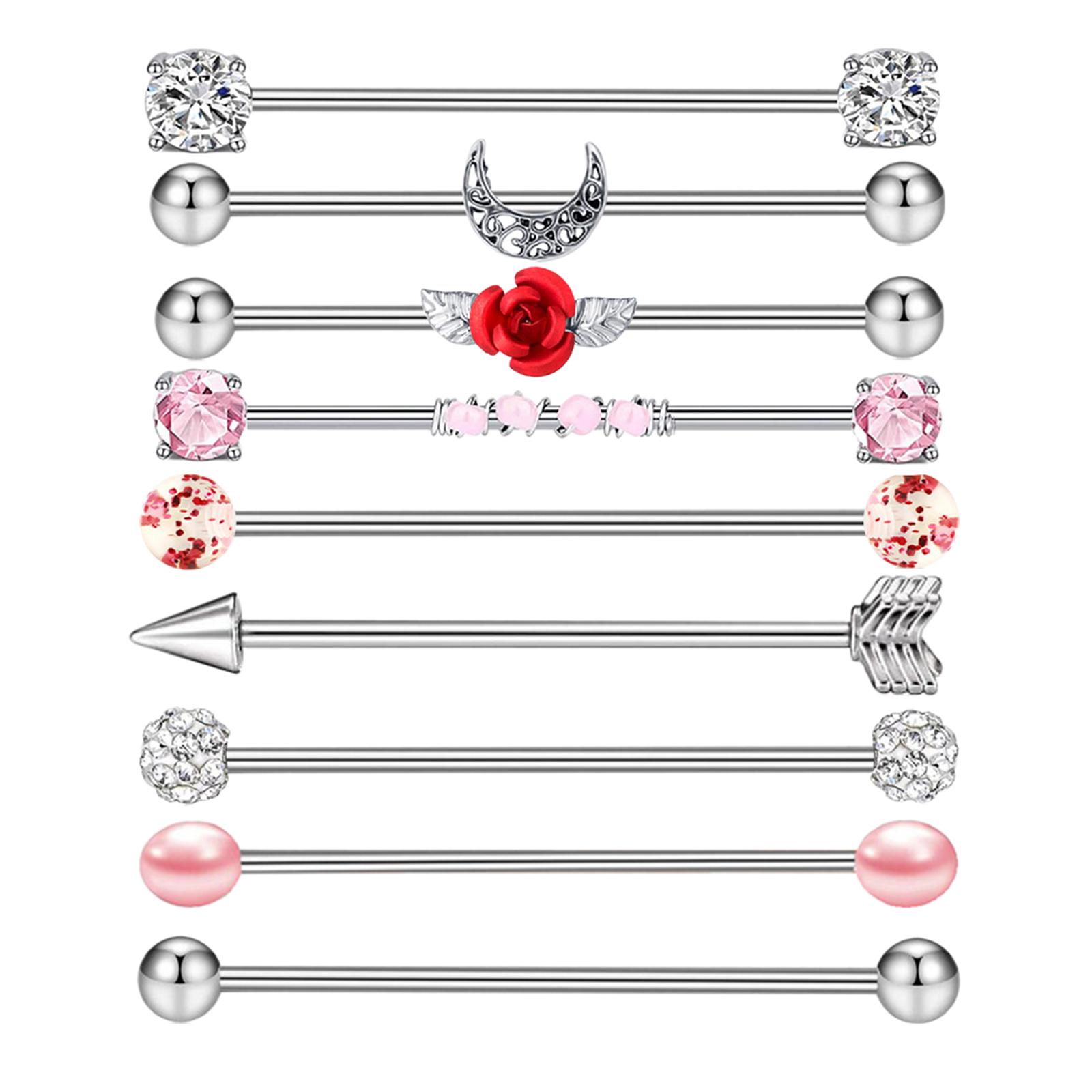 Pair trend ear industrial piercing barbell earrings jewelry punk accessory