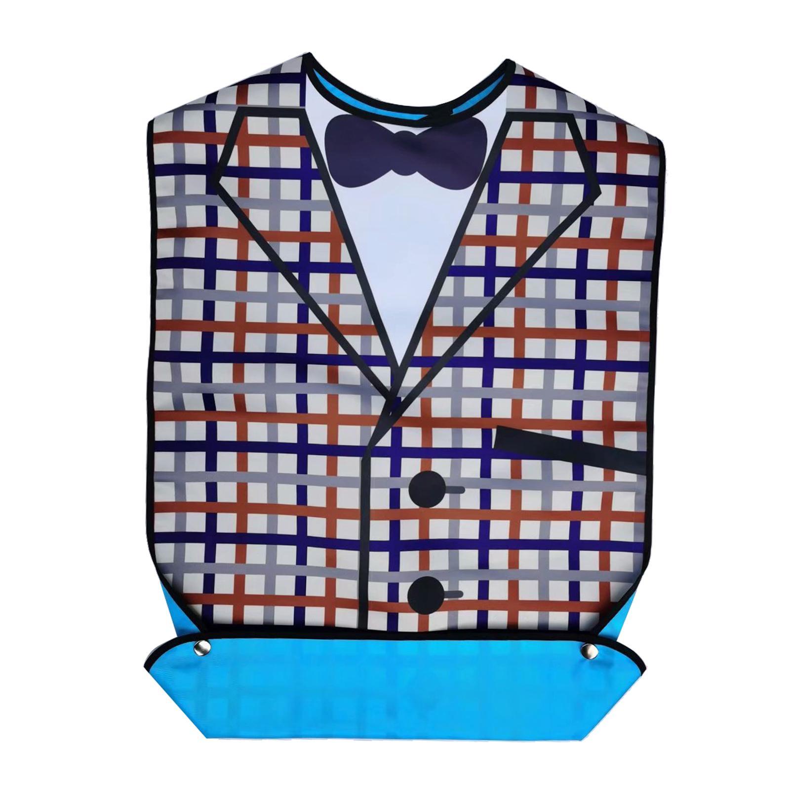 2X Adult PVC Printing Cotton Cloth Adjustable Bib for Men Patients