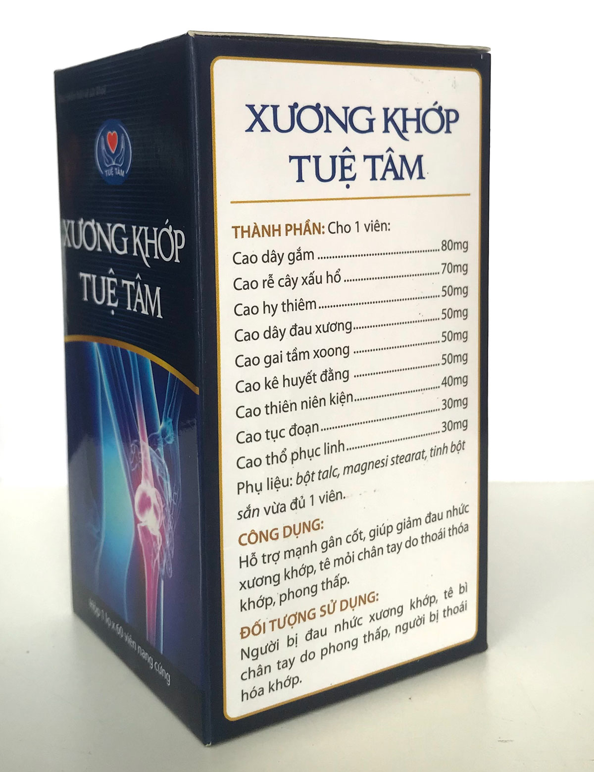 Xương Khớp Tuệ Tâm hộp 60 viên nang - Thực phẩm bảo vệ sức khỏe cao cấp từ thảo dược, sản xuất tại nhà máy dược phẩm đạt chuẩn GMP