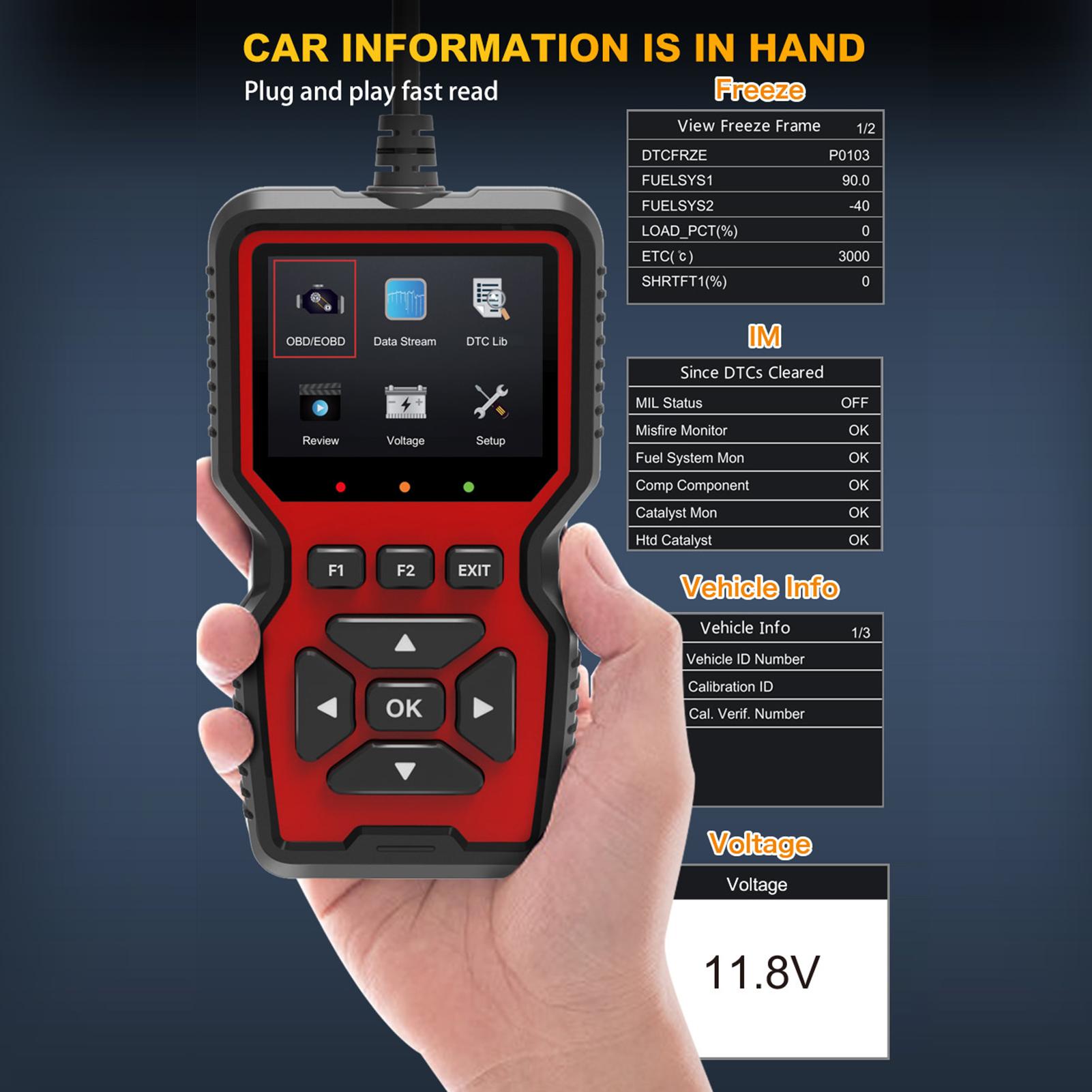 V519 OBDII Diagnostic Vehicle Code Reader Upgraged Support Printing Functions for All OBD II Protocol Cars Since 1996