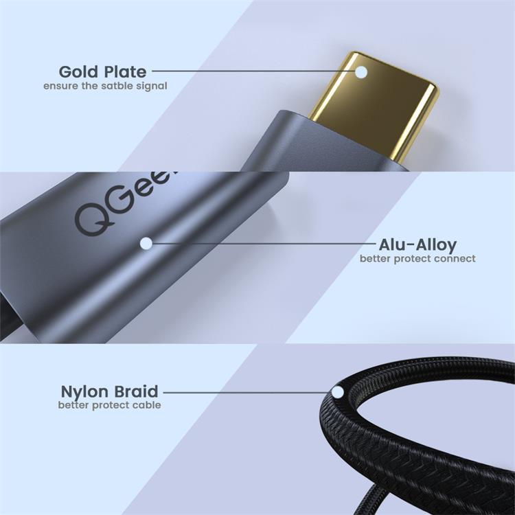 Cáp chuyển đổi Type c sang DisplayPort QGeeM 4K@60Hz Ulltral HD dây dù cao cấp- Hàng nhập khẩu