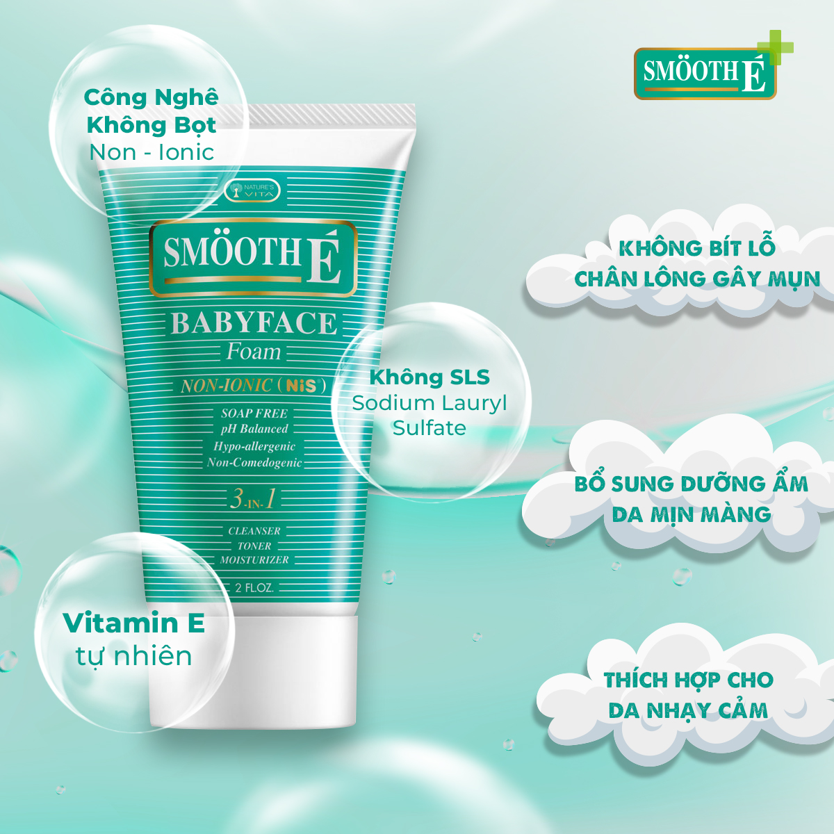 Combo sữa rửa mặt 3 in 1 và kem chống nắng mùa hè Smooth-E