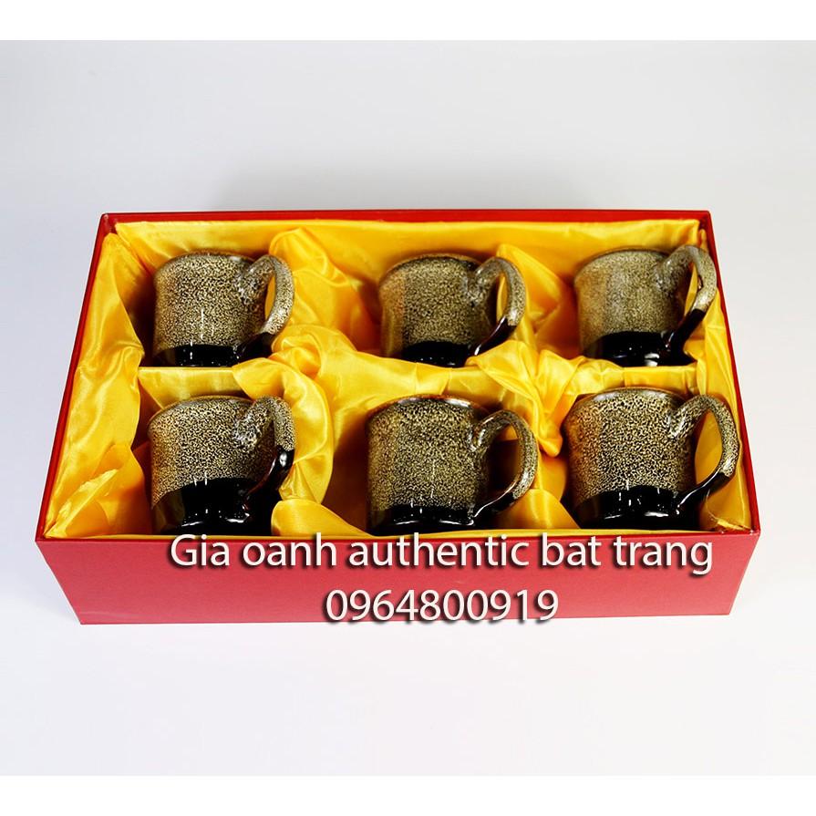 Bộ quà tặng cao cấp - bộ 6 cốc sứ gấm vàng men hỏa biến
