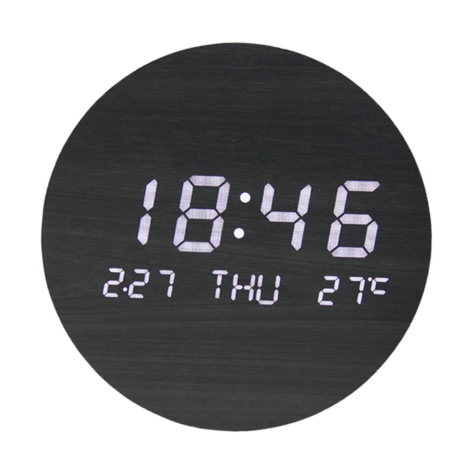 Temperature large display non ticking clock desk Black