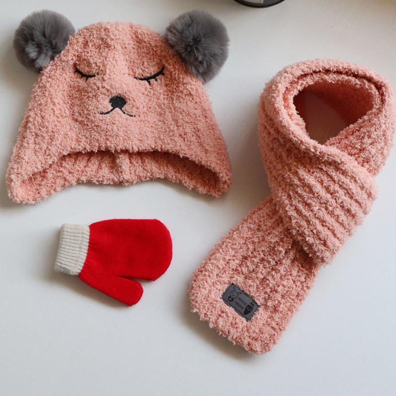 1-5 Tuổi Mùa Đông + Nón + Khăn Choàng + Găng Tay Bé Trai & Bé Gái Nón Khăn Găng Tay 3 Món Cho Bé trẻ Em Đầu Trẻ Em Nắp Ấm