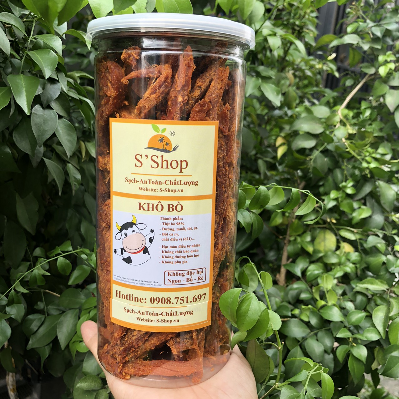 Khô bò cây đặt biệt S'shop hủ pet 250g tiện dụng