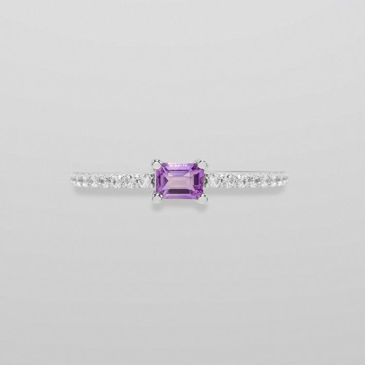 Nhẫn Nữ Danny Jewelry Bạc 925 Đính Đá Chủ Amethyst Xi Rhodium N0029