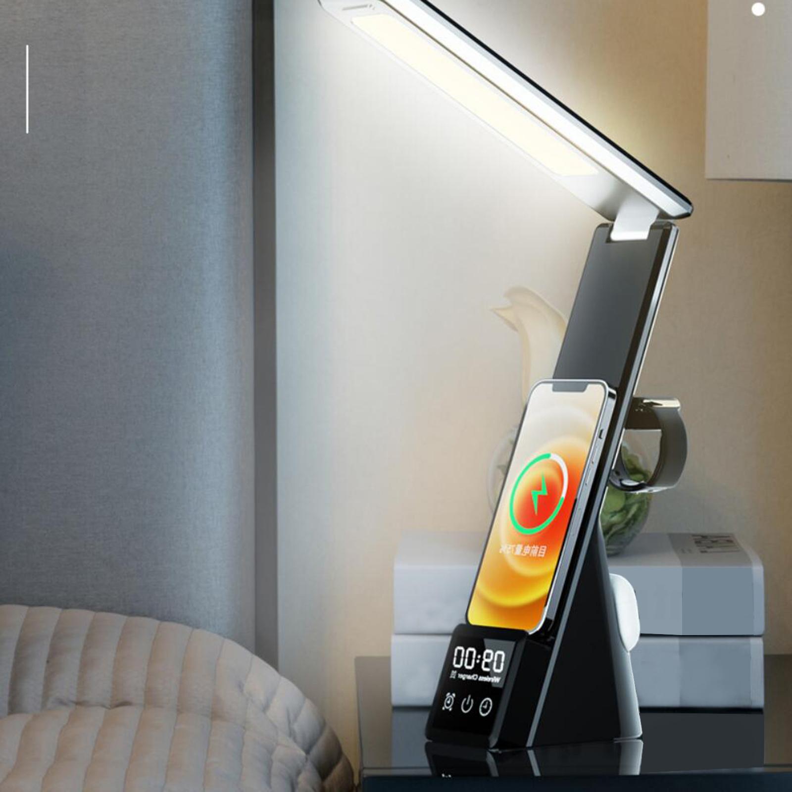 Table Lamp with USB Charger Home Reading Desk Light  Black