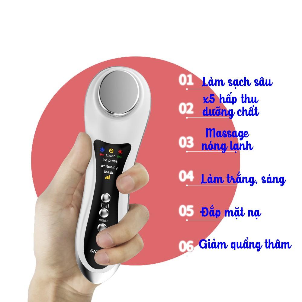 Máy massage mặt nóng lạnh cao cấp - Máy massage cầm tay 06 chế độ - HDSD Tiếng Việt - BH 3 tháng MIANZ