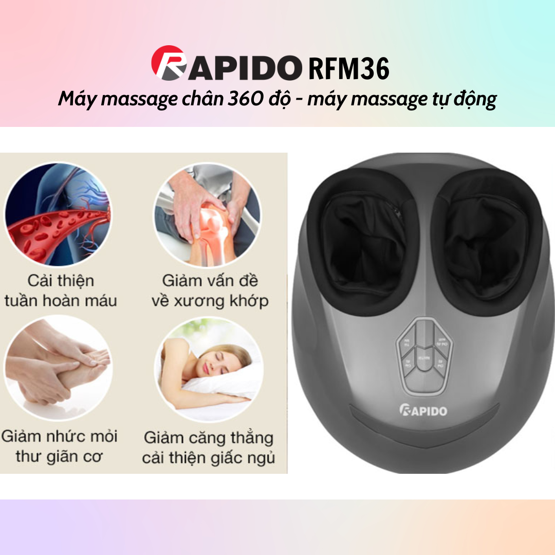 Máy massage chân 360 độ Rapido RFM36 - Hàng Chính Hãng - Bảo Hành 12 Tháng