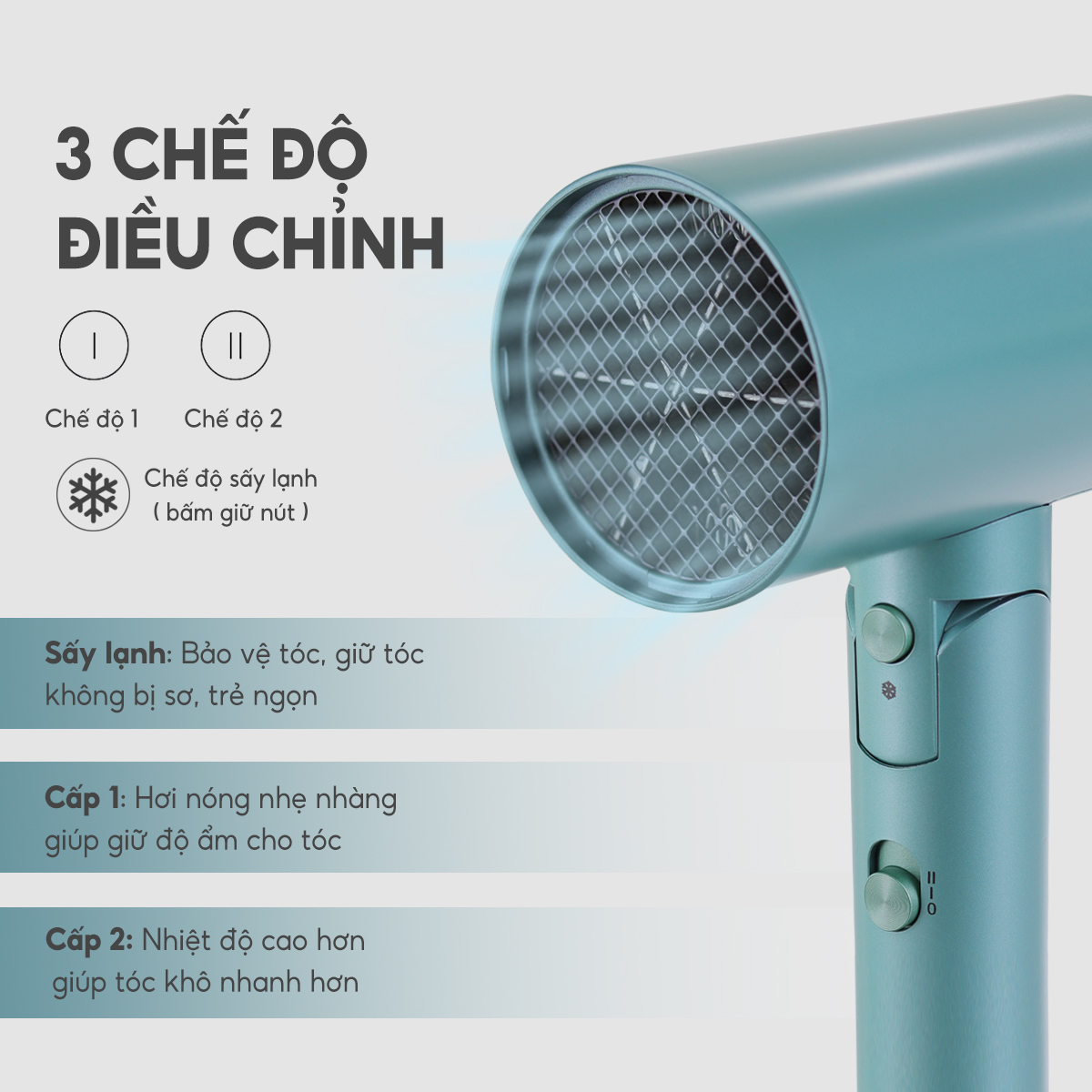 Máy sấy tóc 2 chiều nóng lạnh LEBENLANG LBL3033,công suất 2000W, chống xơ rối tóc bằng công nghệ ion, bảo hành 2 năm - hàng chính hãng