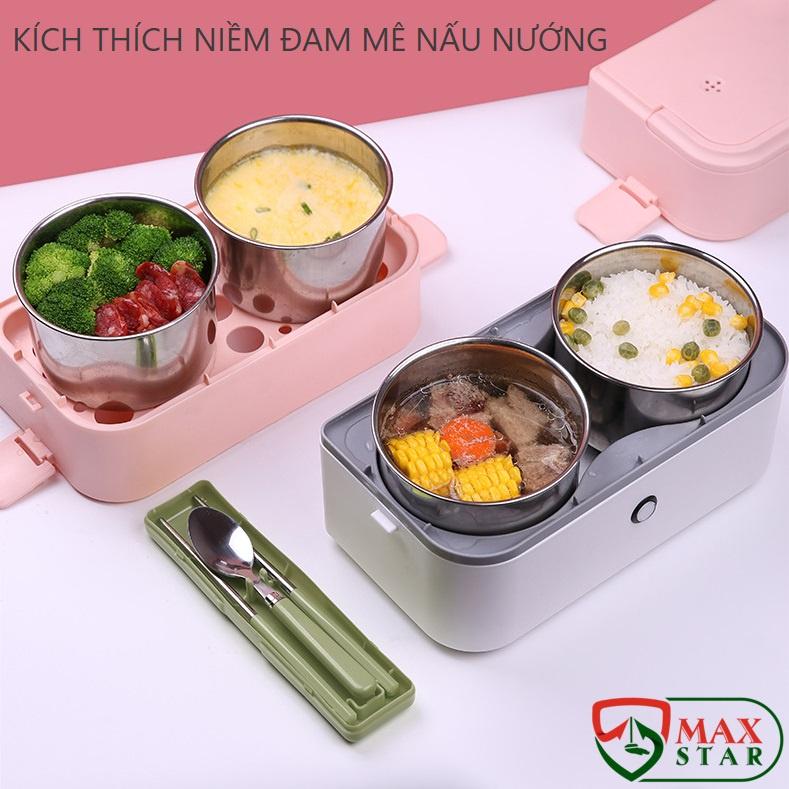 Hộp đựng cơm giữ nhiệt cắm điện inox 2 tầng 4 ngăn Cặp lồng giữ nhiệt cắm điện chính hãng