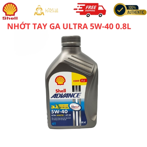 Dầu Nhớt Tay Ga Cao Cấp Shell Ultra Scooter 5W-40 Loại 0.8L &amp; 1L - Hàng Chính Hãng