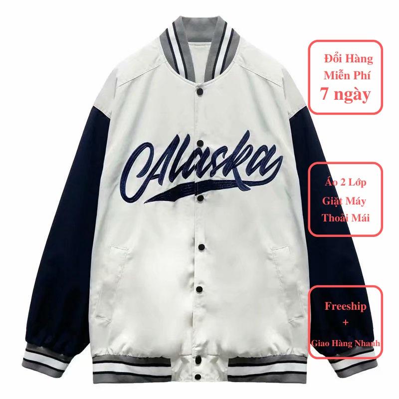 Áo Bomber Bóng Chày 2 Lớp Alaska Cao Cấp,Áo Khoác Varsity 2 Lớp Phong Cách Hàn Quốc