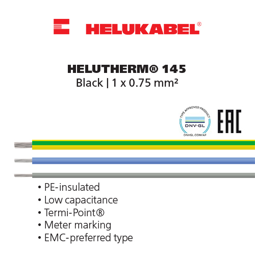 Dây cáp điều khiển HELUKABEL HELUTHERM 145 | Black | 1 x 0.75 mm²