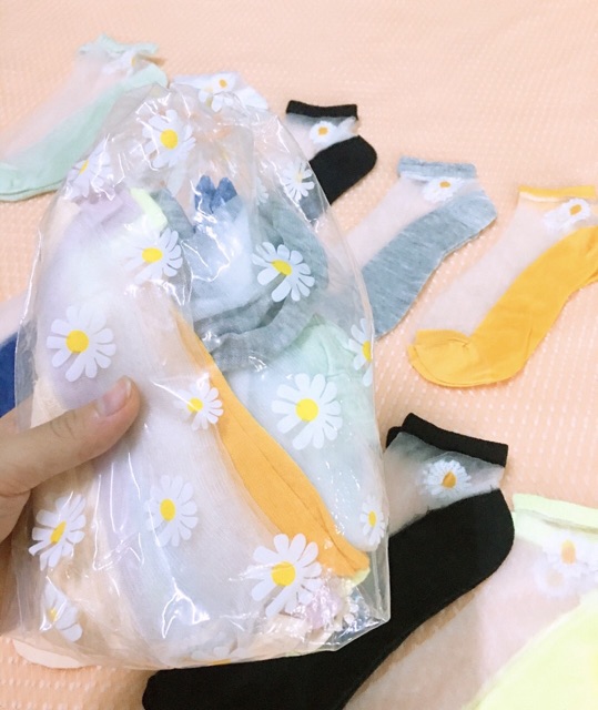 Sét 10 đôi tất lưới hoa cúc