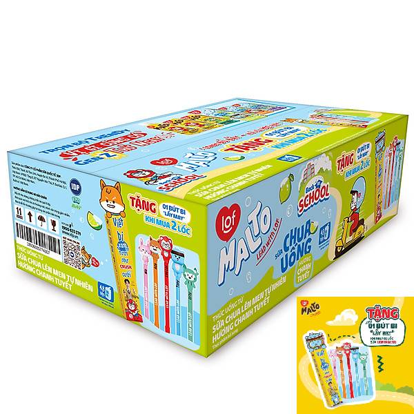 Thùng 48 hộp Sữa chua uống hương chanh tuyết LOF MALTO 180ml/hộp