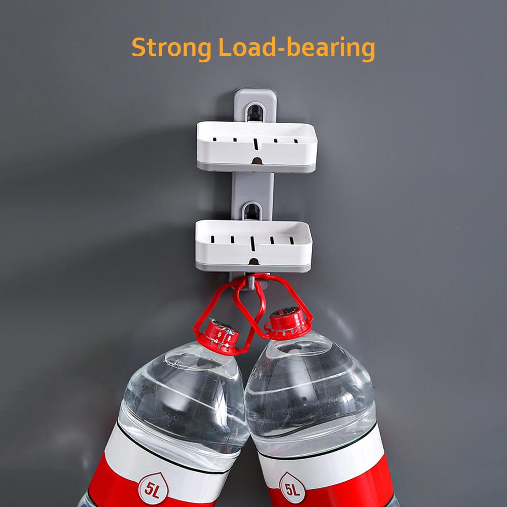 Đĩa xà phòng treo tường 2 tầng có thể tháo rời với bảng thoát nước và móc, vật liệu nhựa chất lượng cao