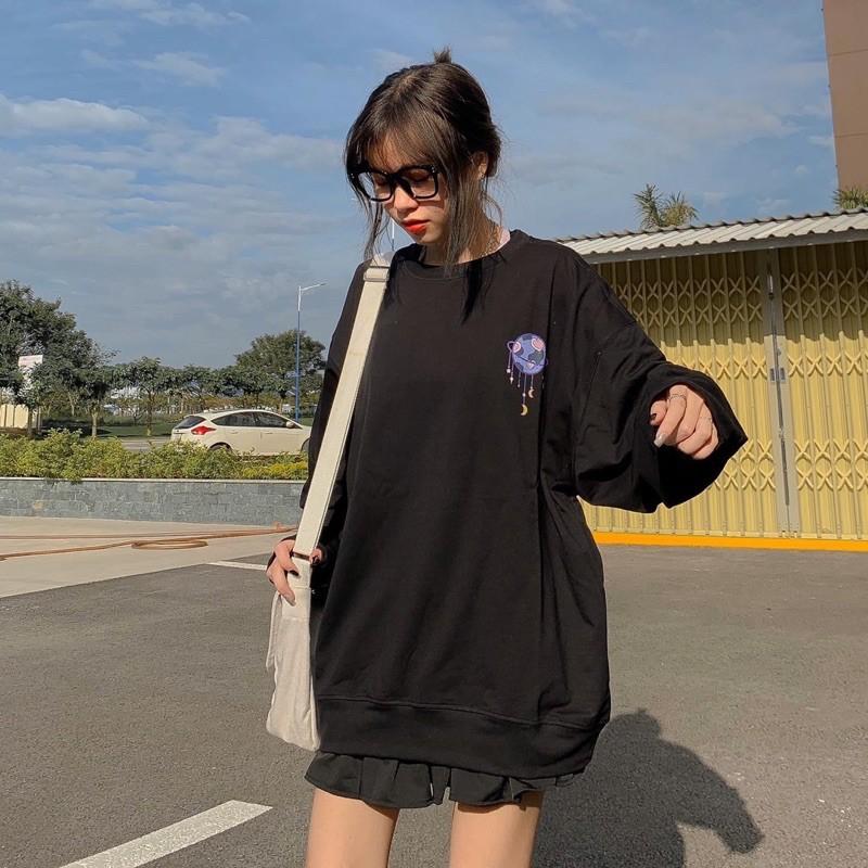 Áo Sweater Nỉ Bông in UNI MOON Unisex Nam Nữ Tay Dài Form Rộng Ulzzang