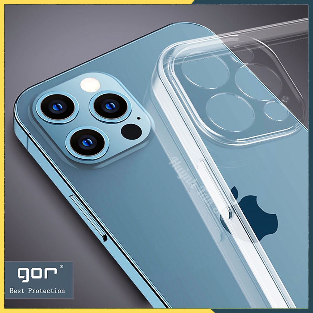 Ốp lưng trong suốt silicon GOR dành cho IPHONE 13 PRO MAX bảo vệ camera dẻo siêu mỏng - Hàng nhập khẩu