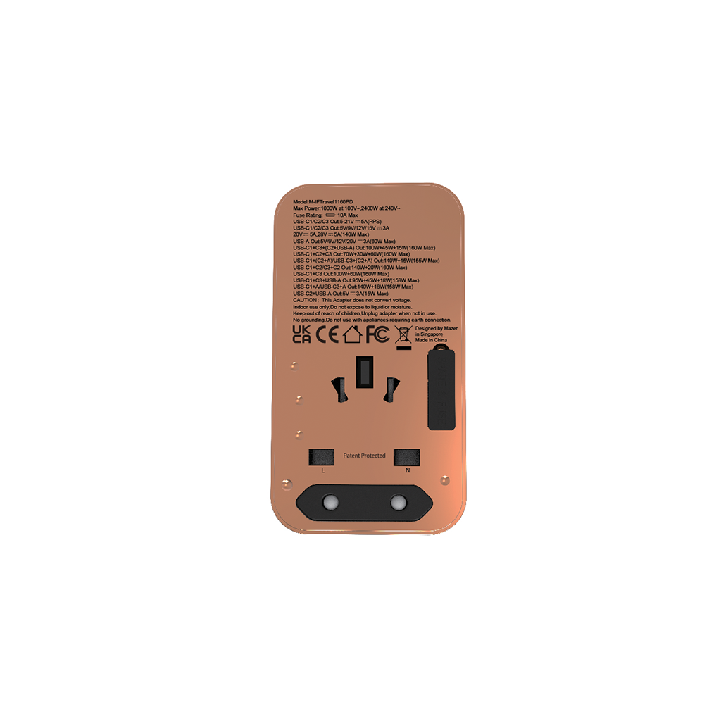 Củ sạc du lịch PD160W Mazer GaN Infinite IFTravel1160PD có cáp USB C tích hợp - Hàng chính hãng