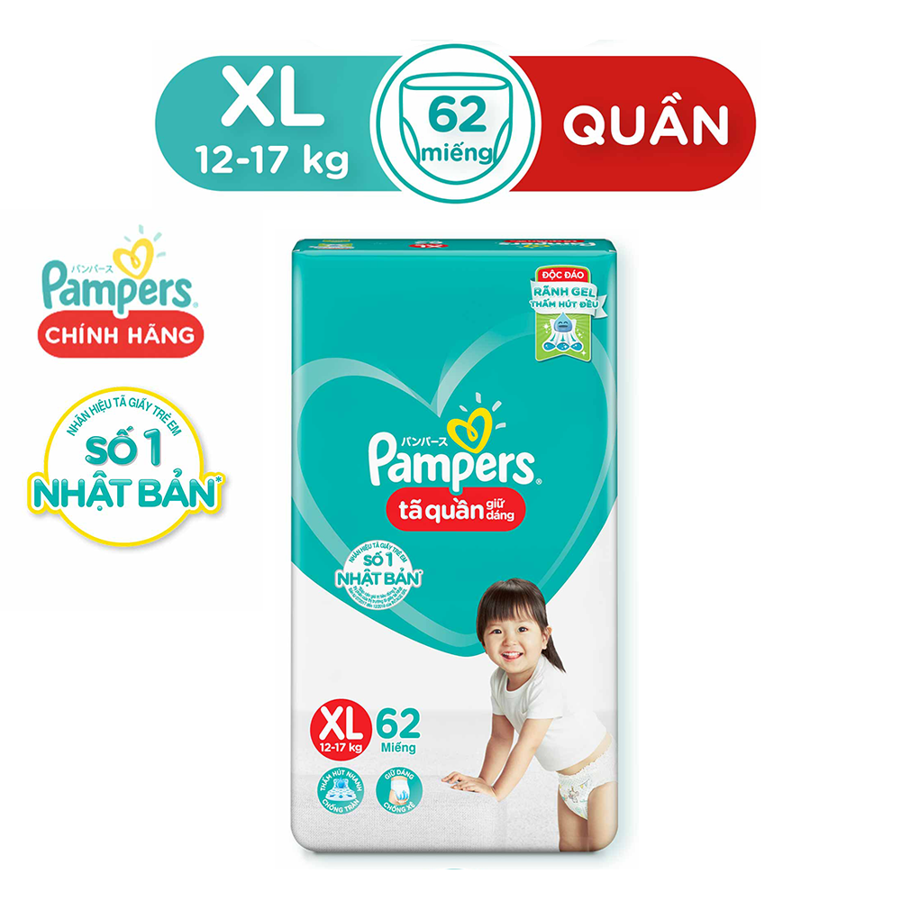 Tã/ Bỉm Quần PAMPERS Giữ Dáng Gói Cực Đại Size M (74 miếng, 7-12kg), Chống Xệ