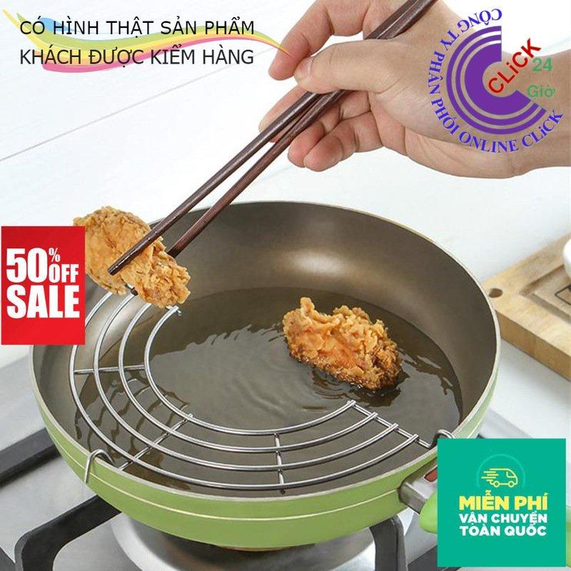 Vĩ Gác Chảo Chiên Rán Róc Dầu Mỡ Loại Dày Bằng Inox Size Lớn 28-30 - Hàng Cao Cấp