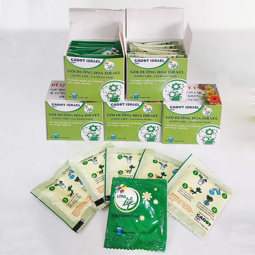 Set 50 gói Bột Dung Dịch Dưỡng Hoa LILY Longlife Nhập khẩu Israel giúp hoa Lily tươi lâu gấp 2 lần, cánh hoa đậm màu và 14 ngày không thay nước cắm hoa