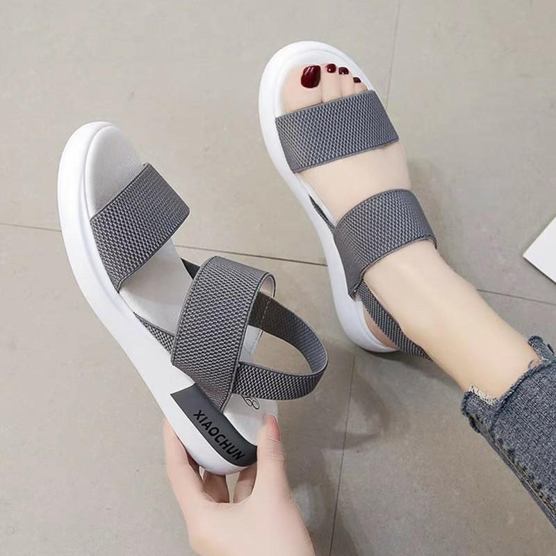 Sandal nữ quai ngang vải trun co giãn siêu tốt, đế đúc nguyên khối siêu êm   - Thời Trang PKT