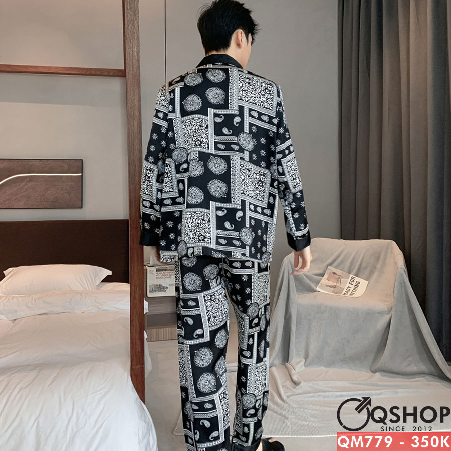 Bộ đồ pijama Lụa satin mềm mịn QHSOP QM779