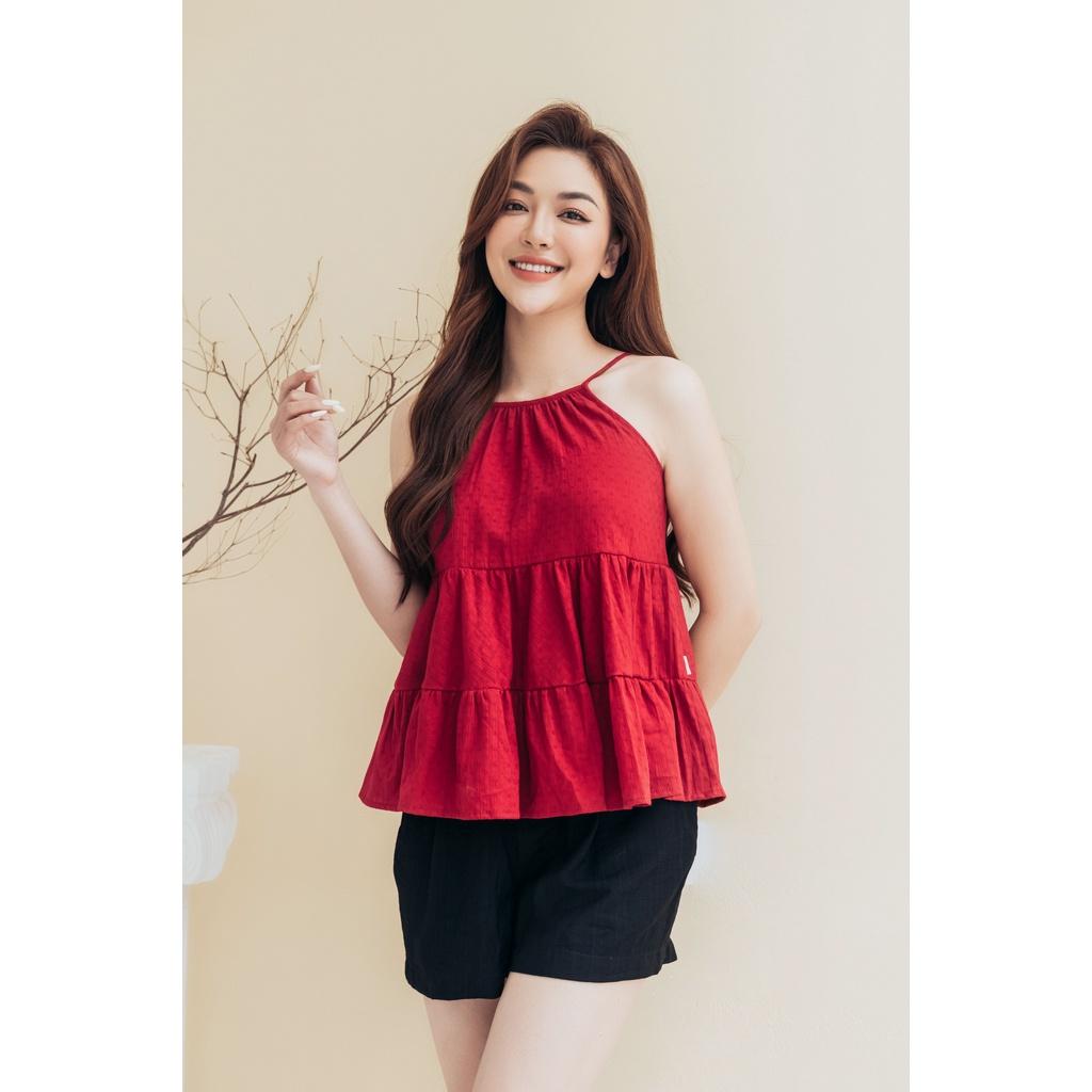 Đồ bộ nữ 2 dây mặc nhà Freedy yếm đỏ tôn da ôm dáng WBH2233