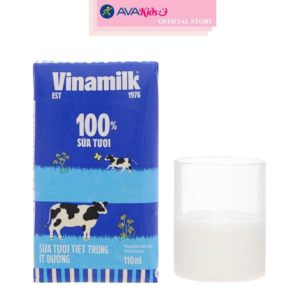 Lốc 4 hộp sữa tươi tiệt trùng Vinamilk ít đường 110 ml (từ 1 tuổi)
