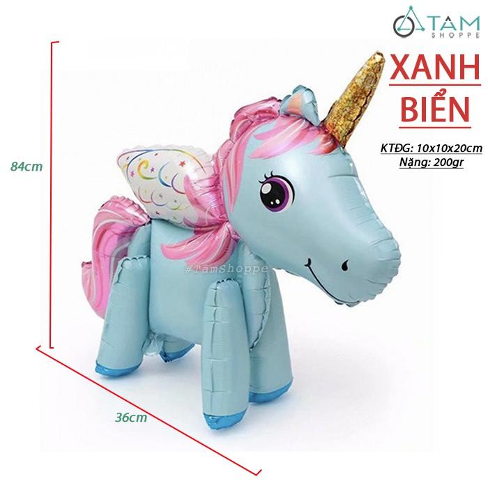 Bong bóng trang trí hình con ngựa Pony có sừng 4D