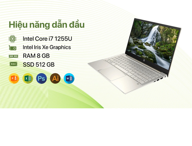 Máy Tính Xách Tay Laptop HP Pavilion 14-DV2032TU (Core i7 1255U/ 8GB/ 512GB SSD/ Intel Iris Xe Graphics/ 14FHD/ Windows 11 Home/ Gold) - Hàng Chính Hãng