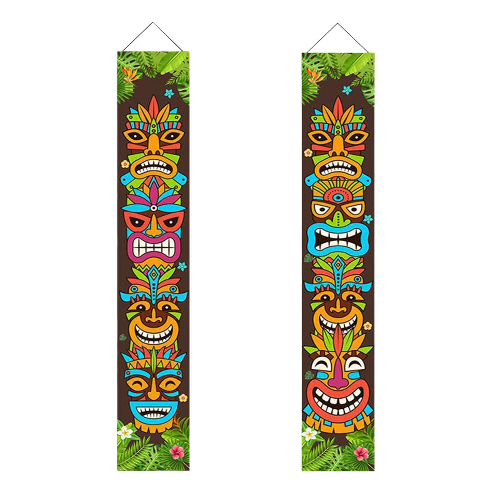 2 Pieces Banner Tropical Door Porch Banner Carnival Door Banner Sign for Shop Decoration Parade Car Backyard Room Decoration