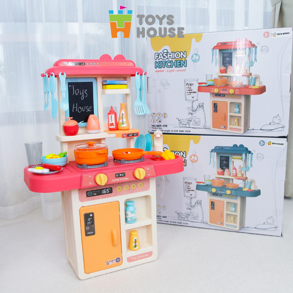 Bộ đồ chơi nhà bếp cho bé nấu nướng có vòi nước và bảng vẽ Toyshouse - đồ hướng nghiệp cho bé từ 3 tới 8 tuổi