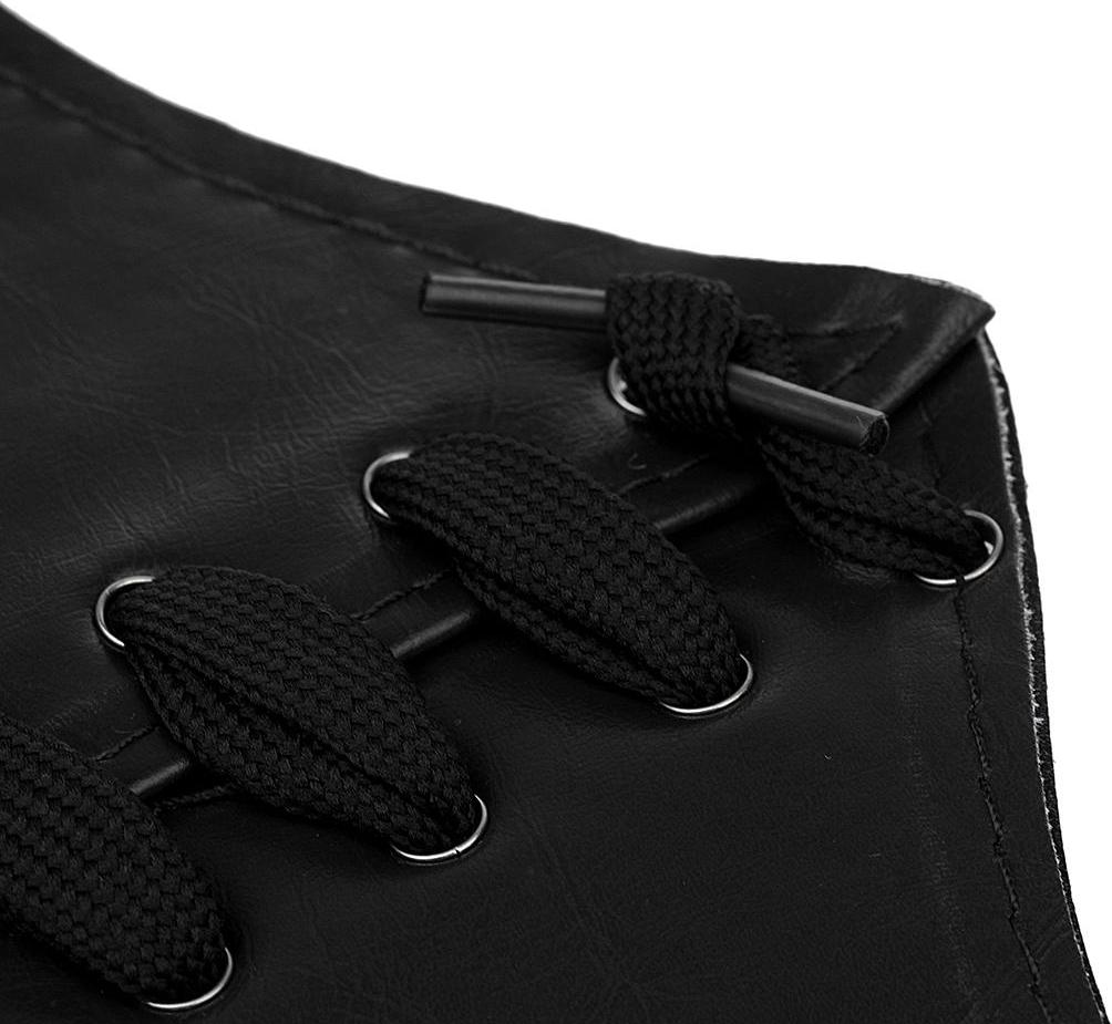 Women Wide Waist Bend Corset Cincher Lace up Waspie Girdle Belt Faux Leather