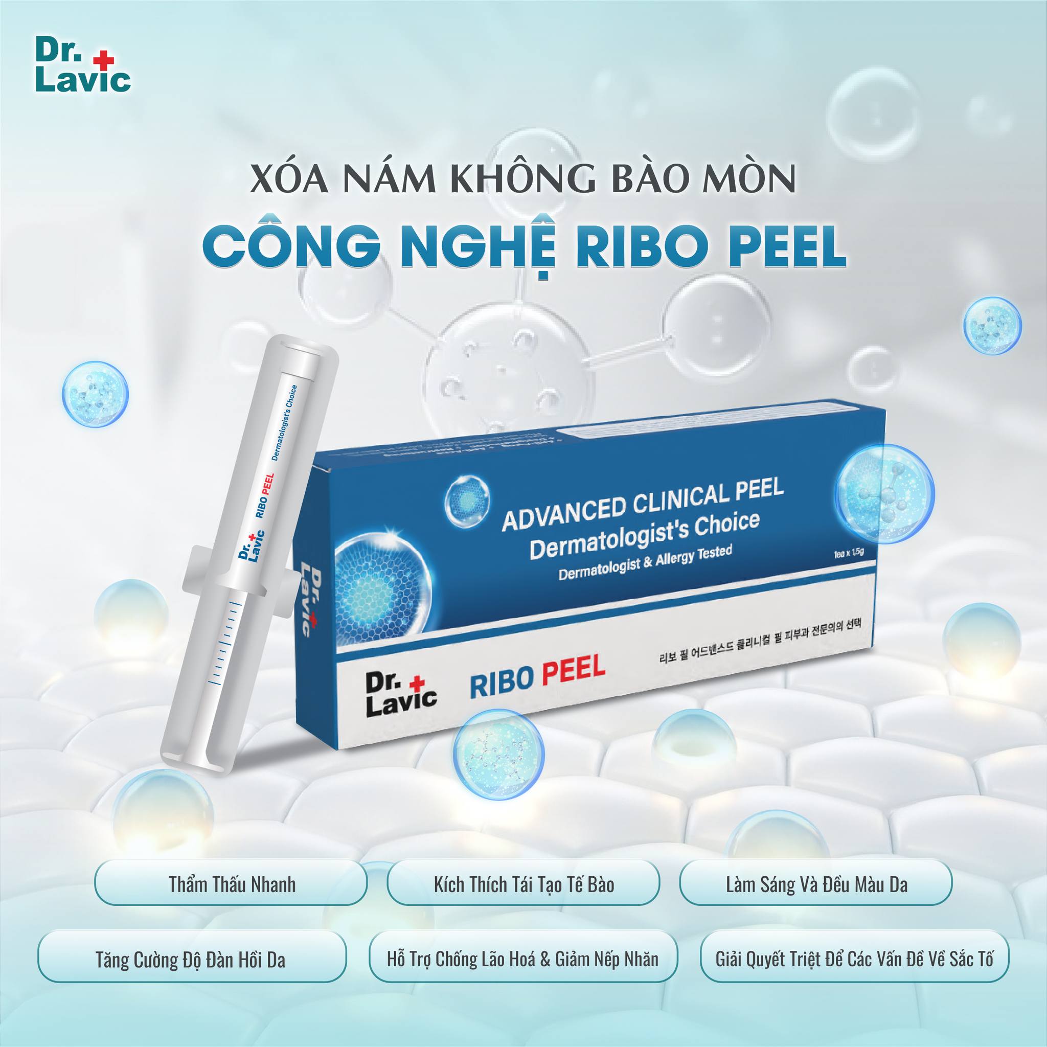 Serum Ribo Peel Dr.Lavic dưỡng trắng da, ngừa mụn, mờ nám 1.5g DR968