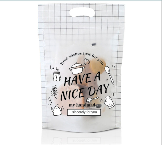 Túi zip đựng bánh kẹo sọc đen "Have a nice day" 15x22cm