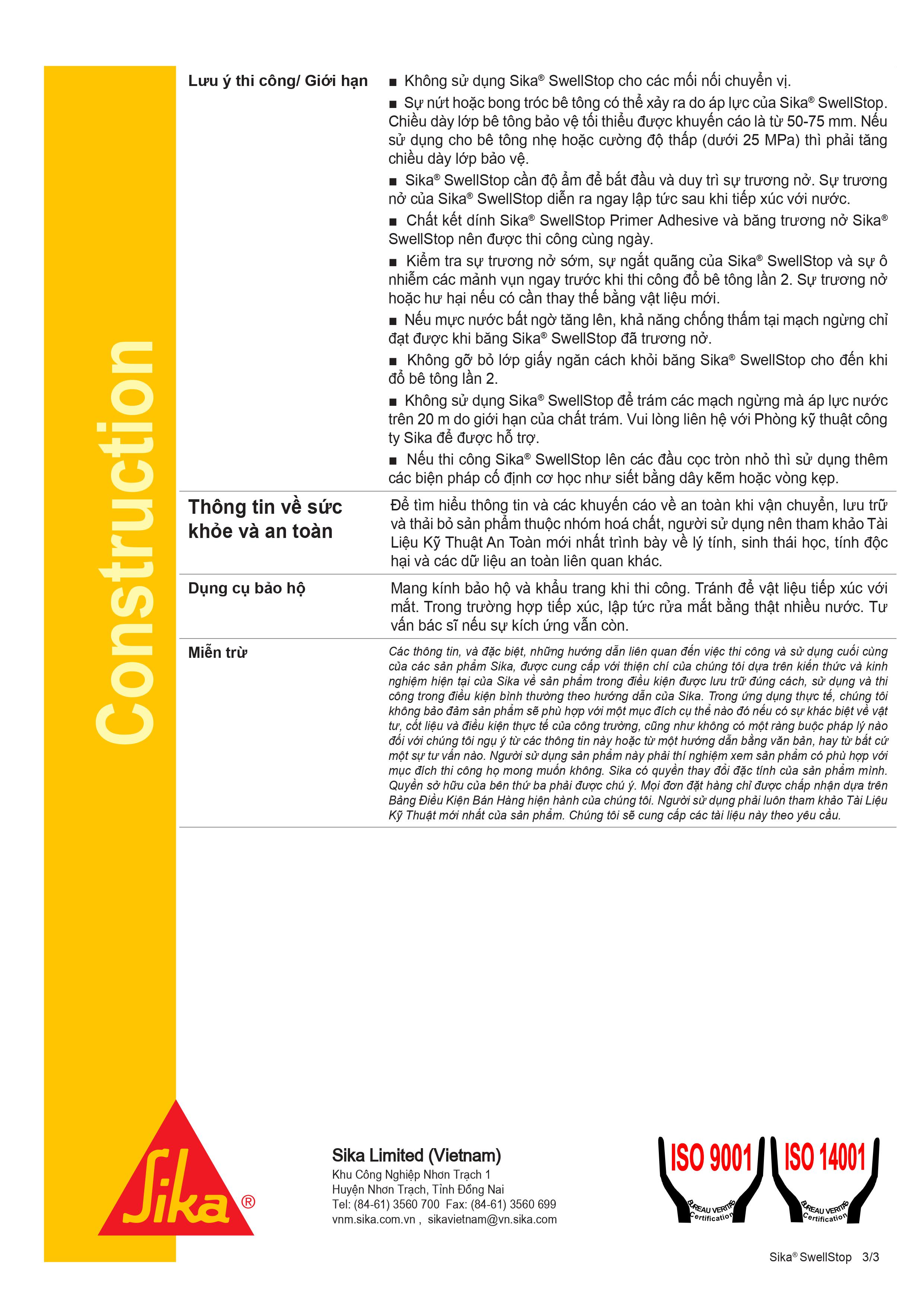 Thanh trương nở quấn cổ ống, chống thấm mạch ngừng - Sika Swelltop 2