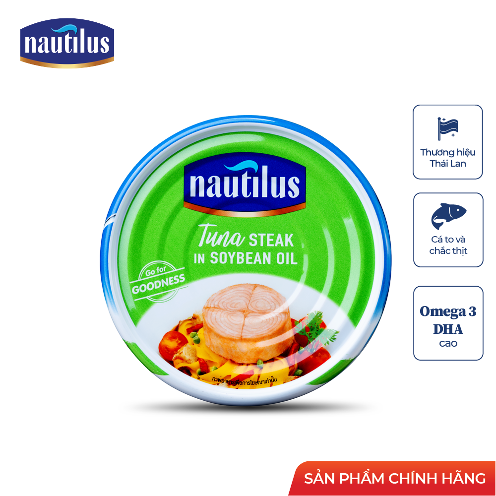 Combo 8 lon Cá Ngừ Nautilus xắt khúc ngâm dầu đậu nành (NK Thái Lan)
