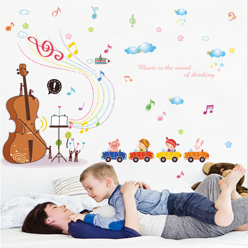 Decal Dán Tường Âm Nhạc Đàn Violin Đủ Màu mẫu số 16