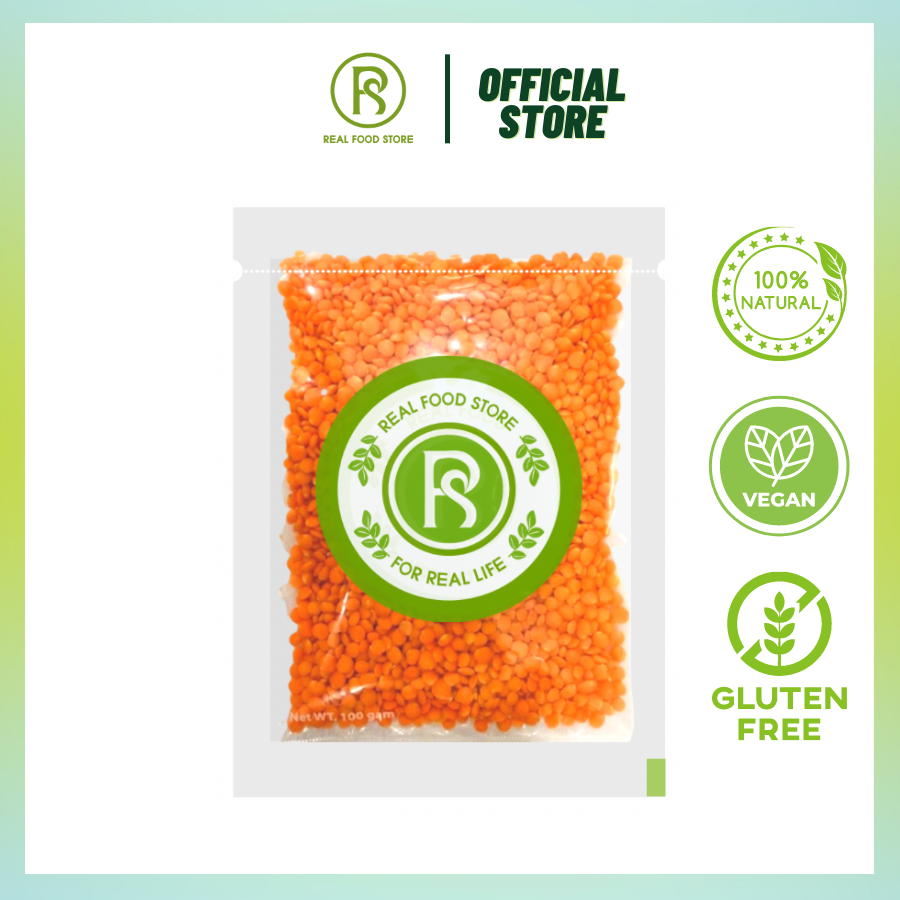 Đậu Lăng Đỏ Real Food (Red lentils) - 2kg/500g/100g