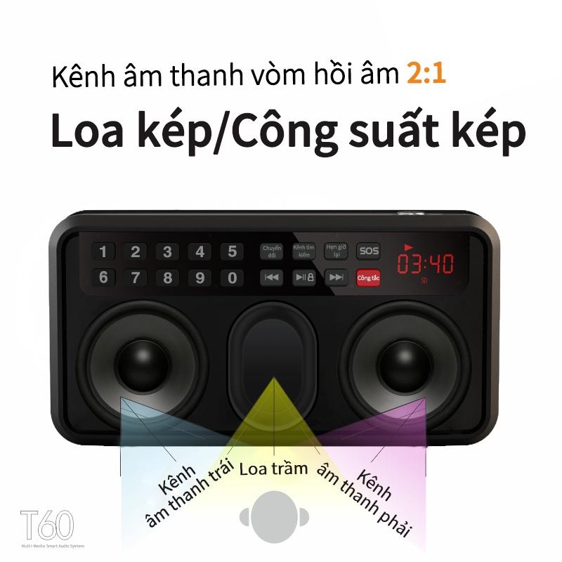 Đài Radio FM/AM PF Màn hình hiển thị LED HD Loa kép/Công suất kép Thẻ phát TF Hiển thị thời gian