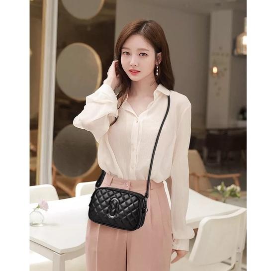 Túi đeo chéo, đeo vai nữ MiiZzu da mềm 3 ngăn ô trám Hottrend thời trang Hàn Quốc size 21cm (T017)