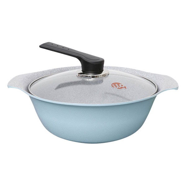 Nồi Ceramic Vân Đá Đáy Từ ILO Kitchen Hàn Quốc Nắp Kính - Xanh