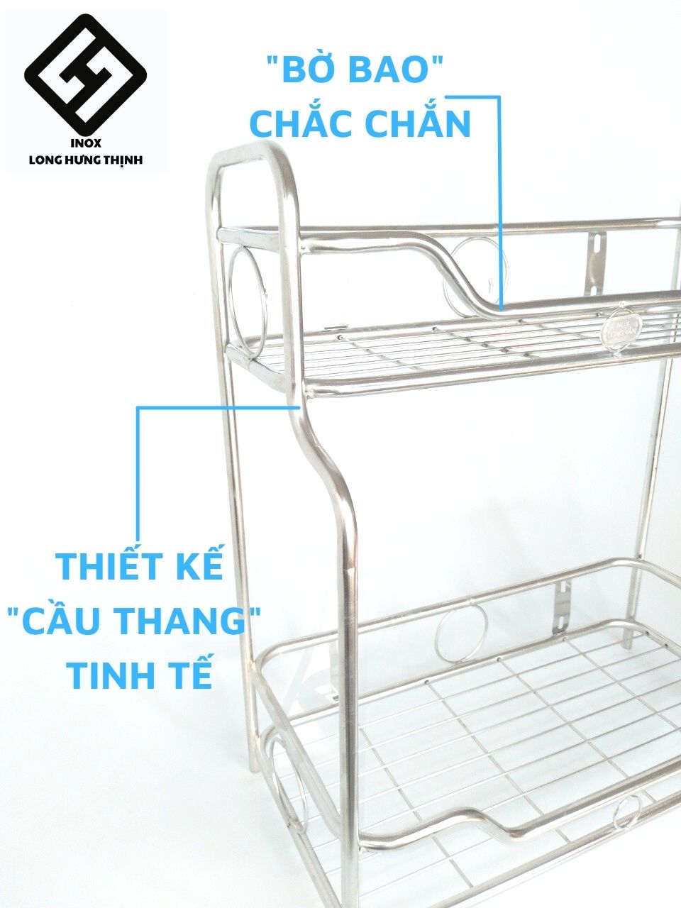 Kệ đựng gia vị phòng bếp INOX cao cấp sáng bóng, thiết kế 