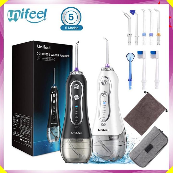 Máy tăm nước kiêm bàn chải đánh răng Unifeel HF-6 - Có 5 chế độ hoạt động - Dung lượng pin lớn 2150mA - HÀNG NHẬP KHẨU